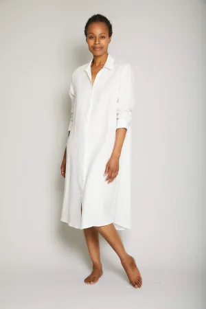 Linen Button Front Dress - Cream