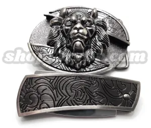 Lion Head Folding Knife Belt Buckle