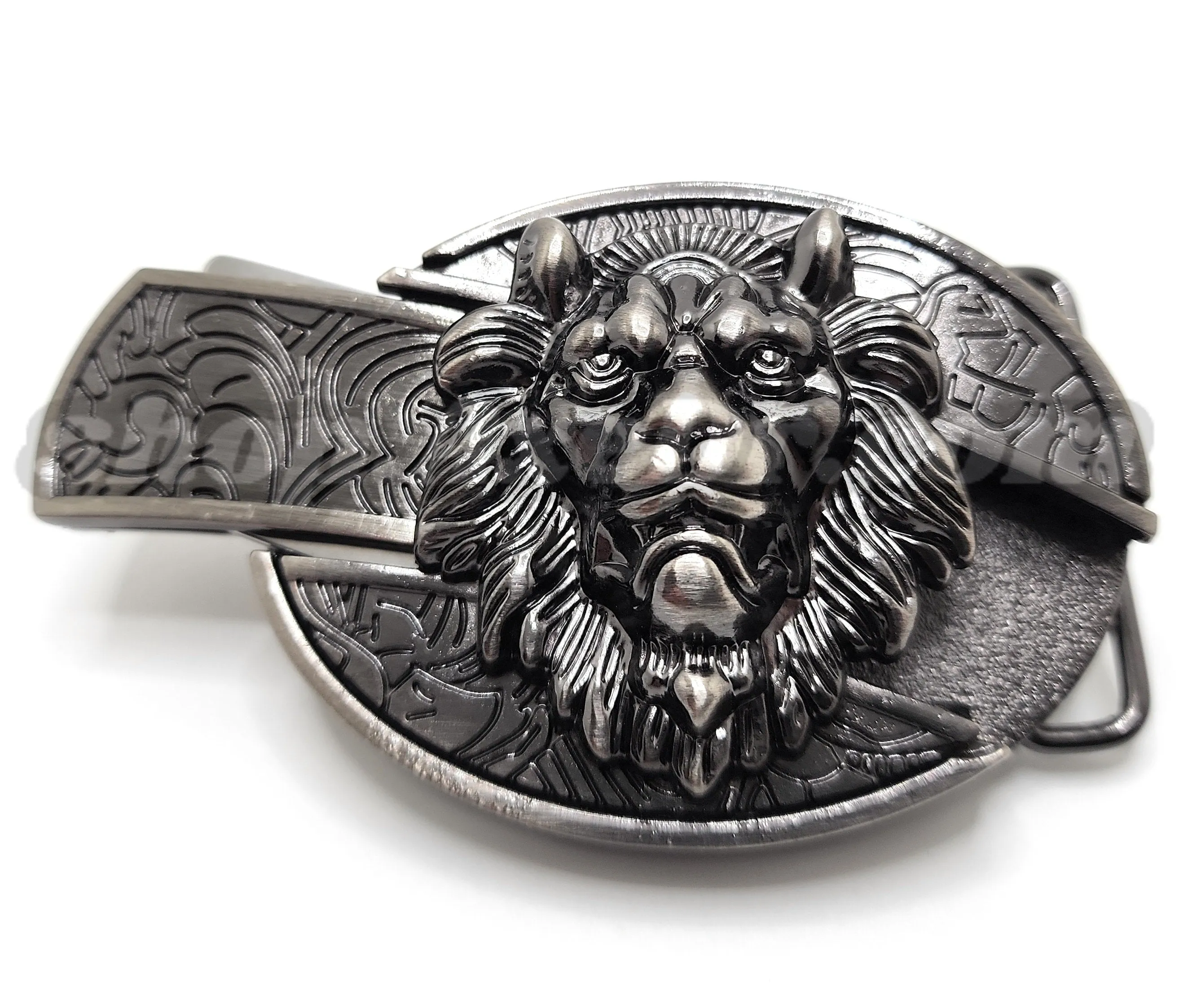 Lion Head Folding Knife Belt Buckle