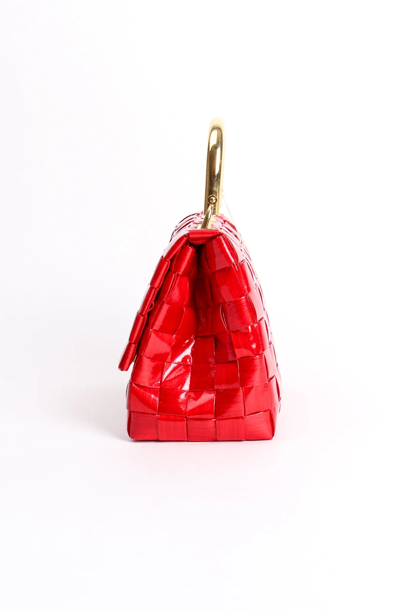 Lipstick Raffia Woven Mini Flap Satchel