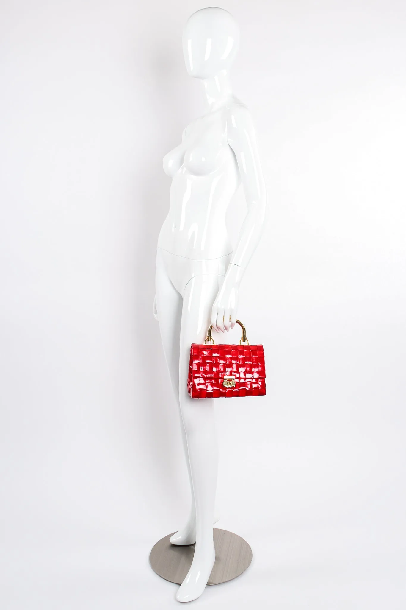 Lipstick Raffia Woven Mini Flap Satchel
