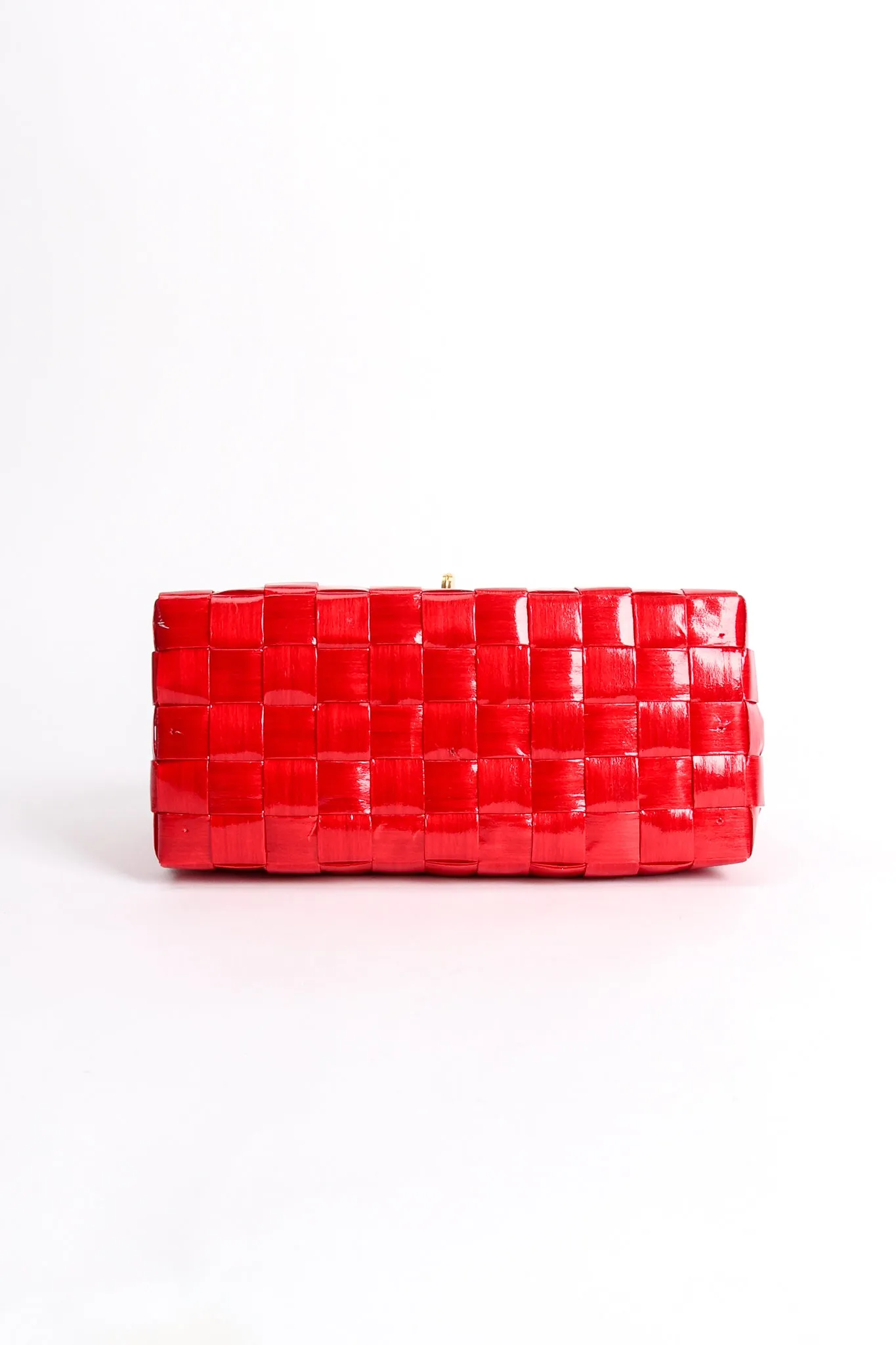 Lipstick Raffia Woven Mini Flap Satchel