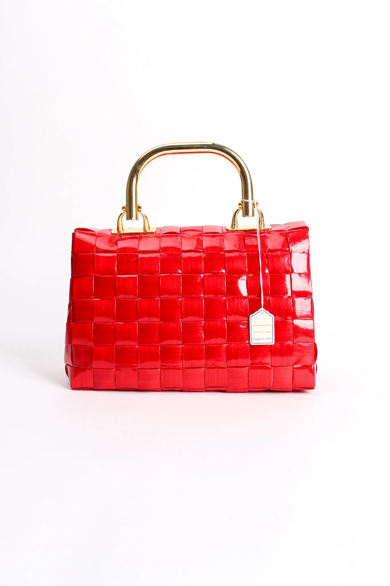 Lipstick Raffia Woven Mini Flap Satchel