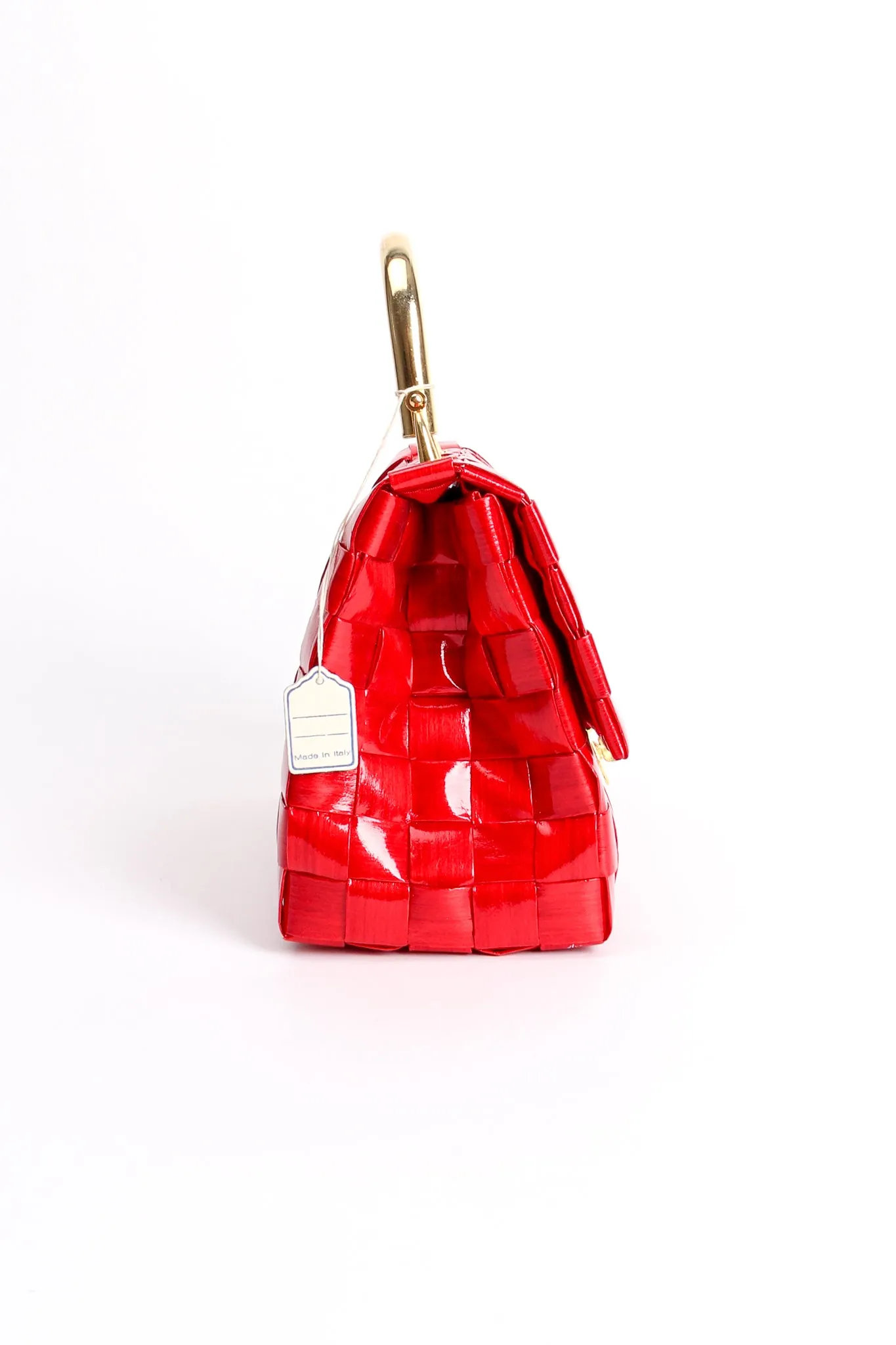 Lipstick Raffia Woven Mini Flap Satchel