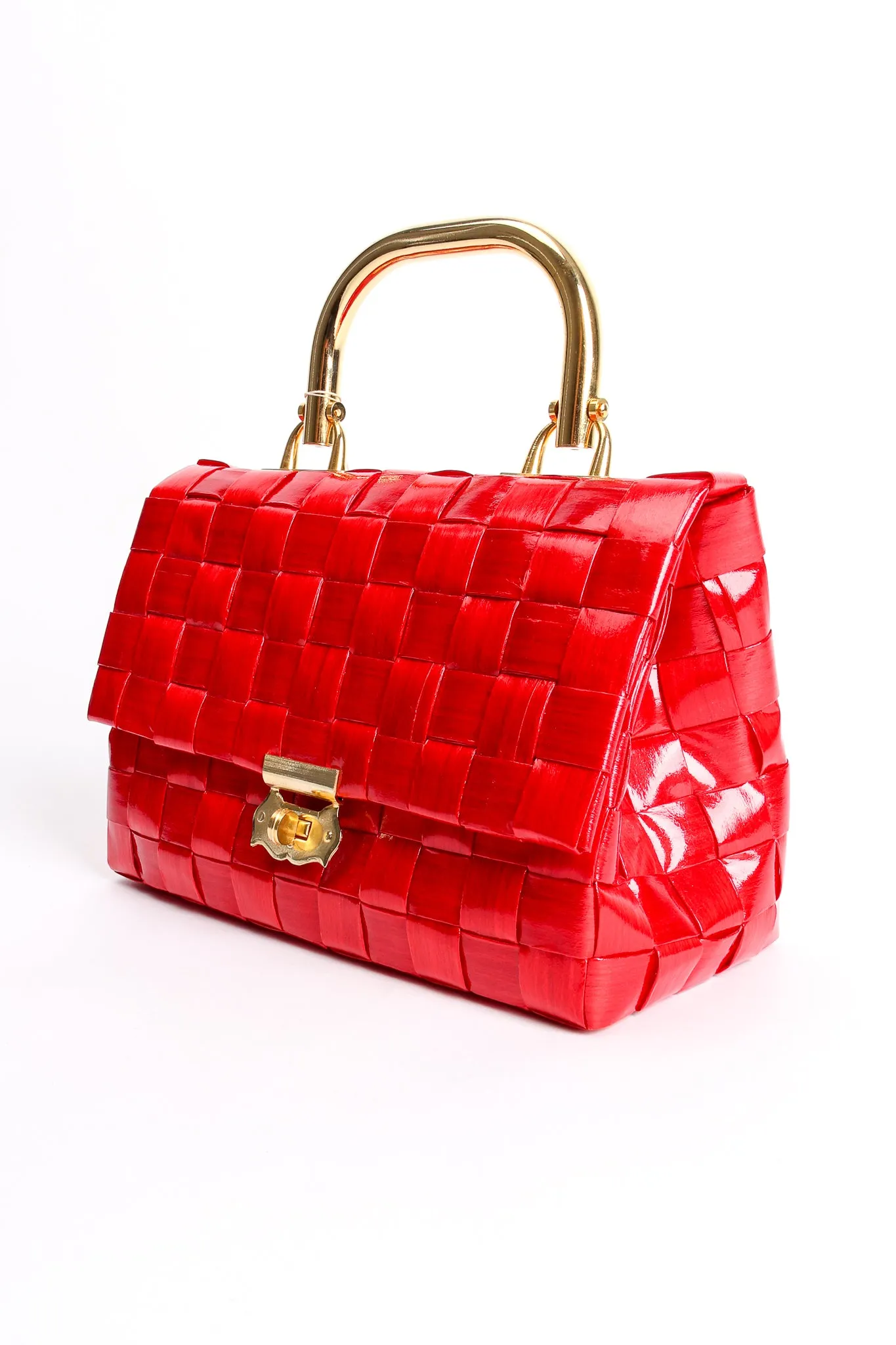 Lipstick Raffia Woven Mini Flap Satchel