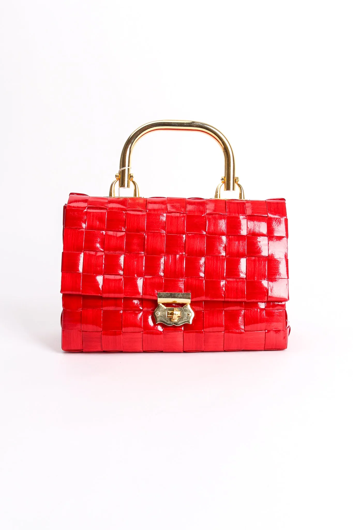 Lipstick Raffia Woven Mini Flap Satchel