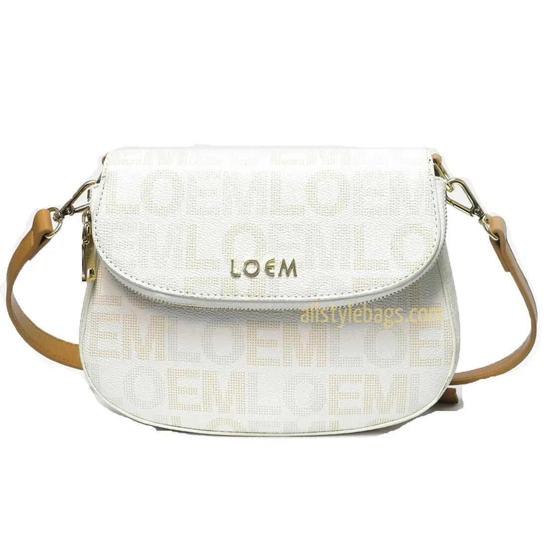 LOEM white crossbody shoulder Bag messenger handbag signature flap over pockets
