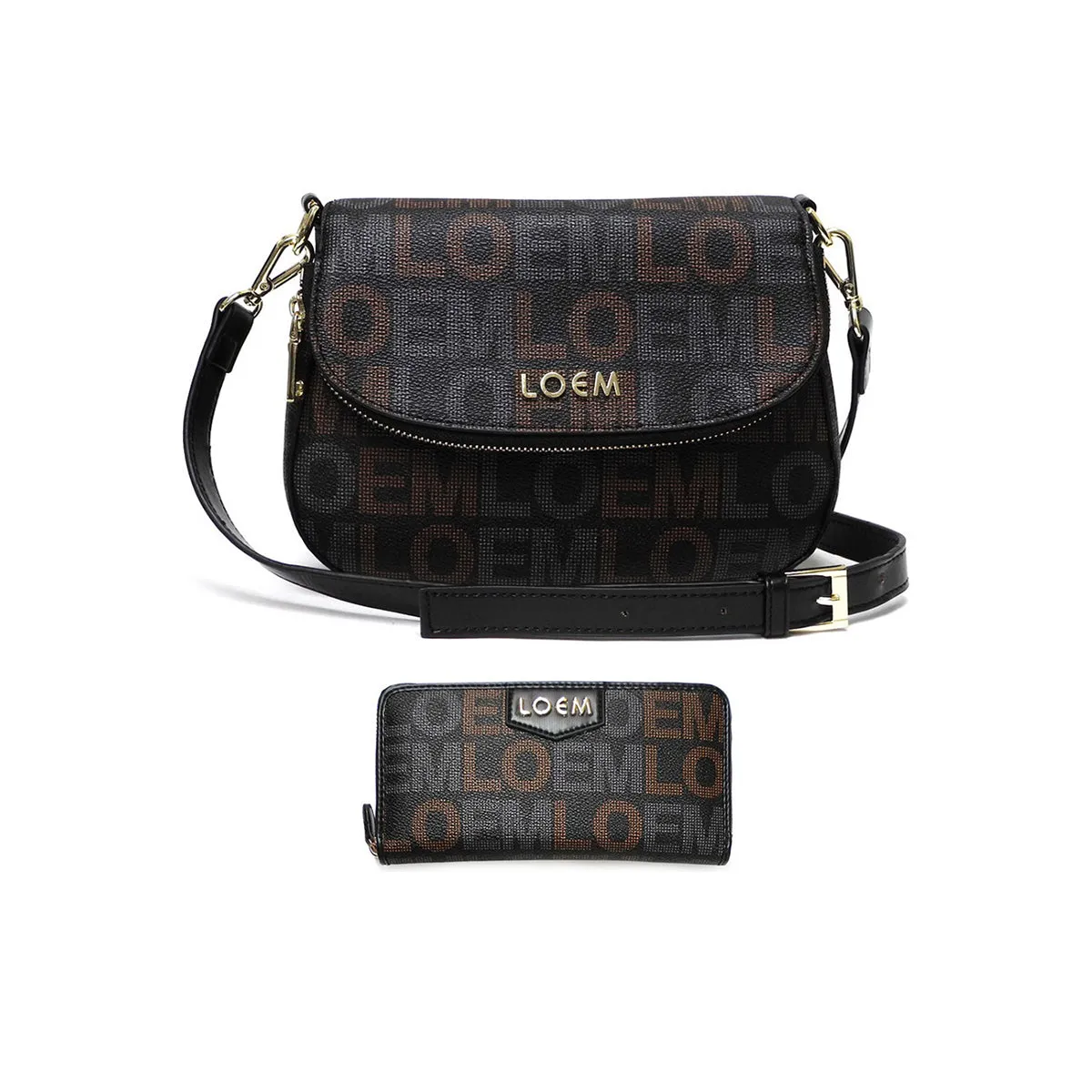 LOEM white crossbody shoulder wallet Bag set messenger handbag signature flap