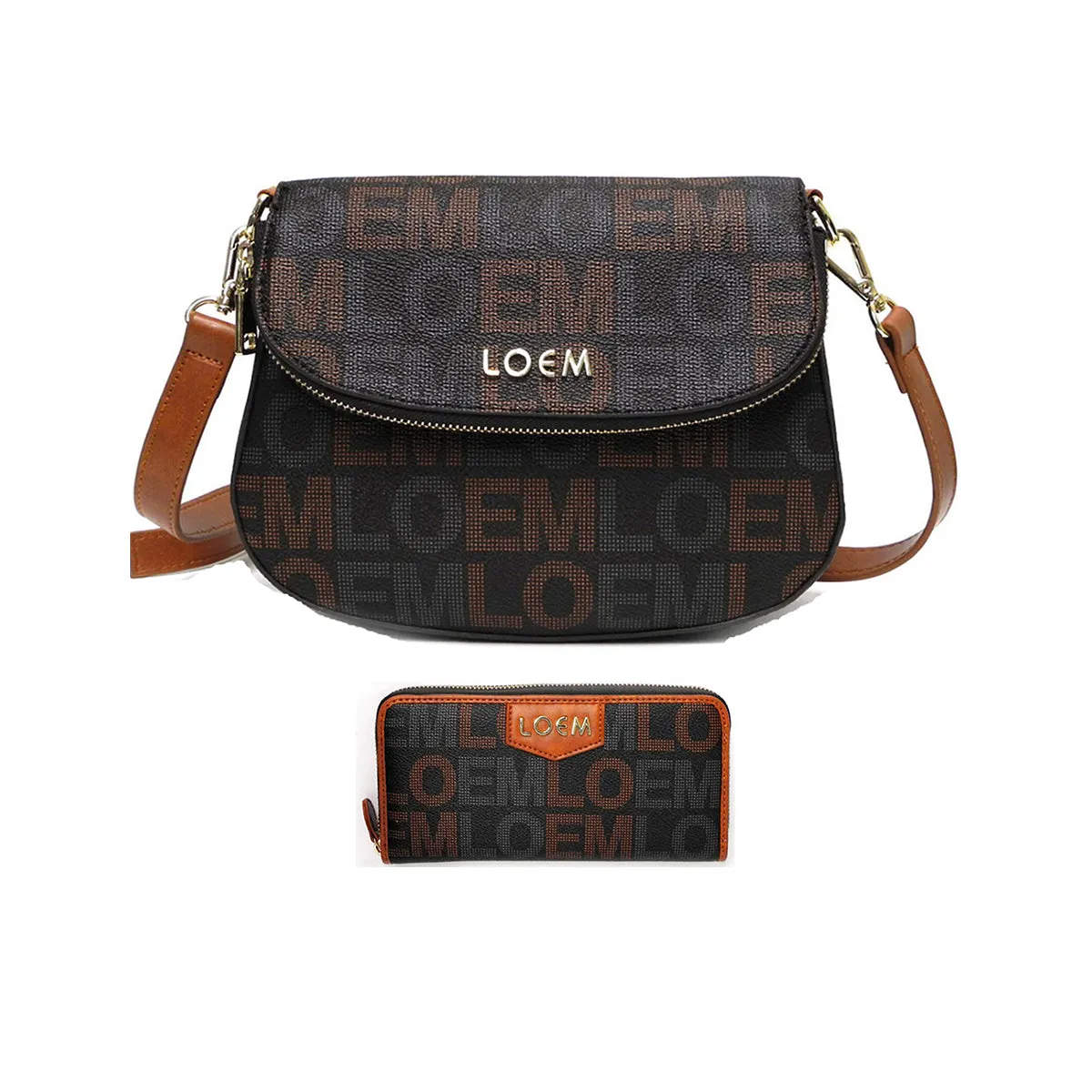 LOEM white crossbody shoulder wallet Bag set messenger handbag signature flap