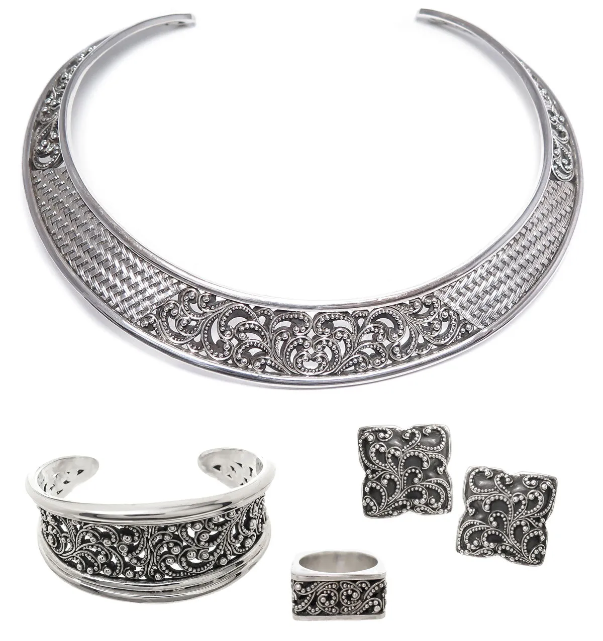 Lois Hill Scroll Caviar Bead Ear Clips