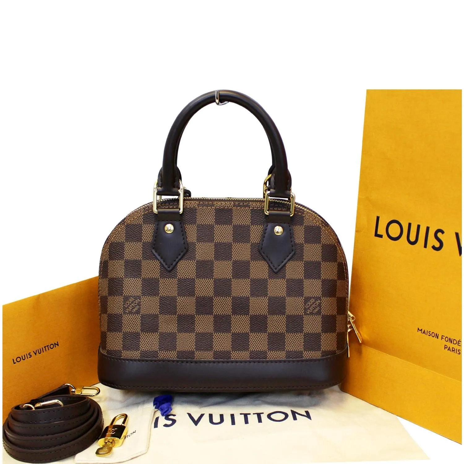 LOUIS VUITTON Alma BB Damier Ebene Satchel Crossbody Bag