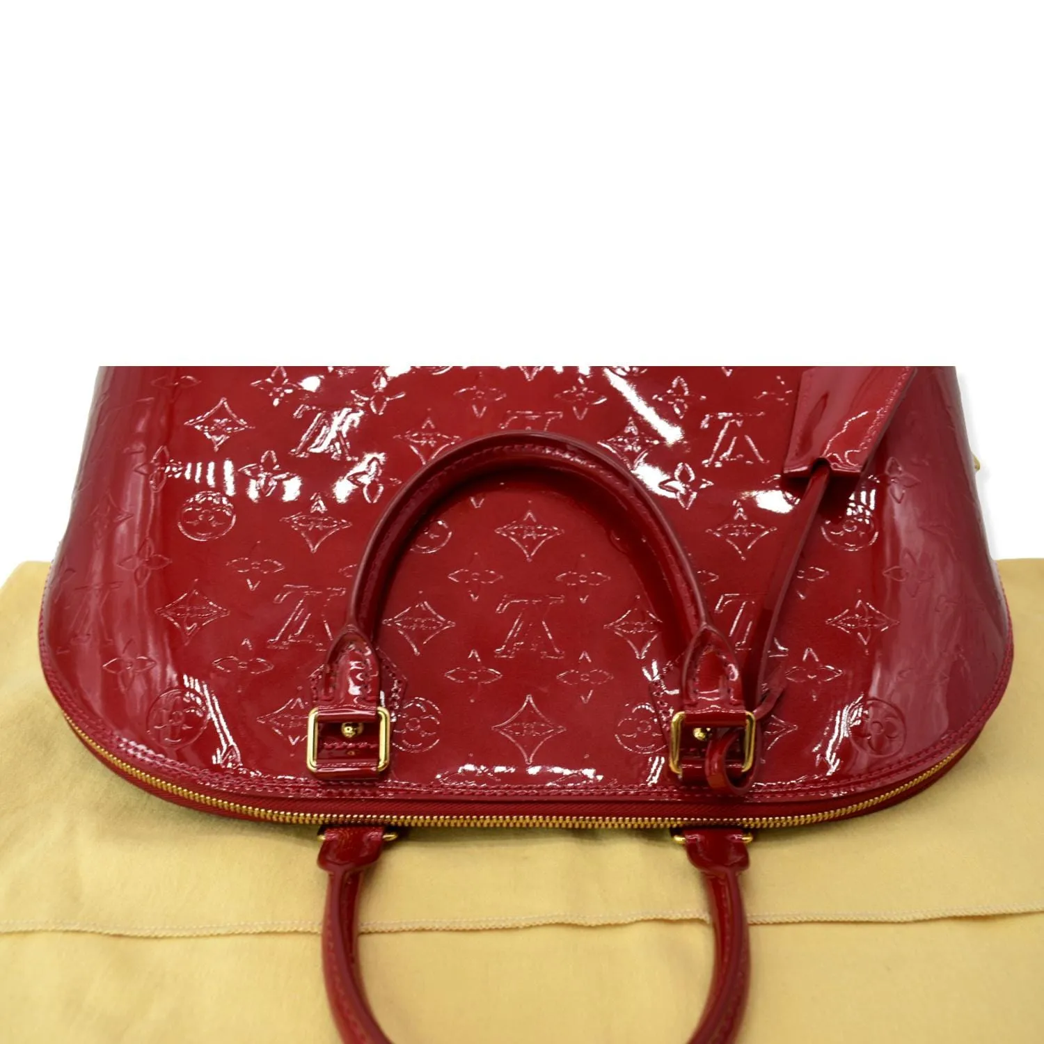 LOUIS VUITTON Alma GM Monogram Vernis Satchel Bag Red