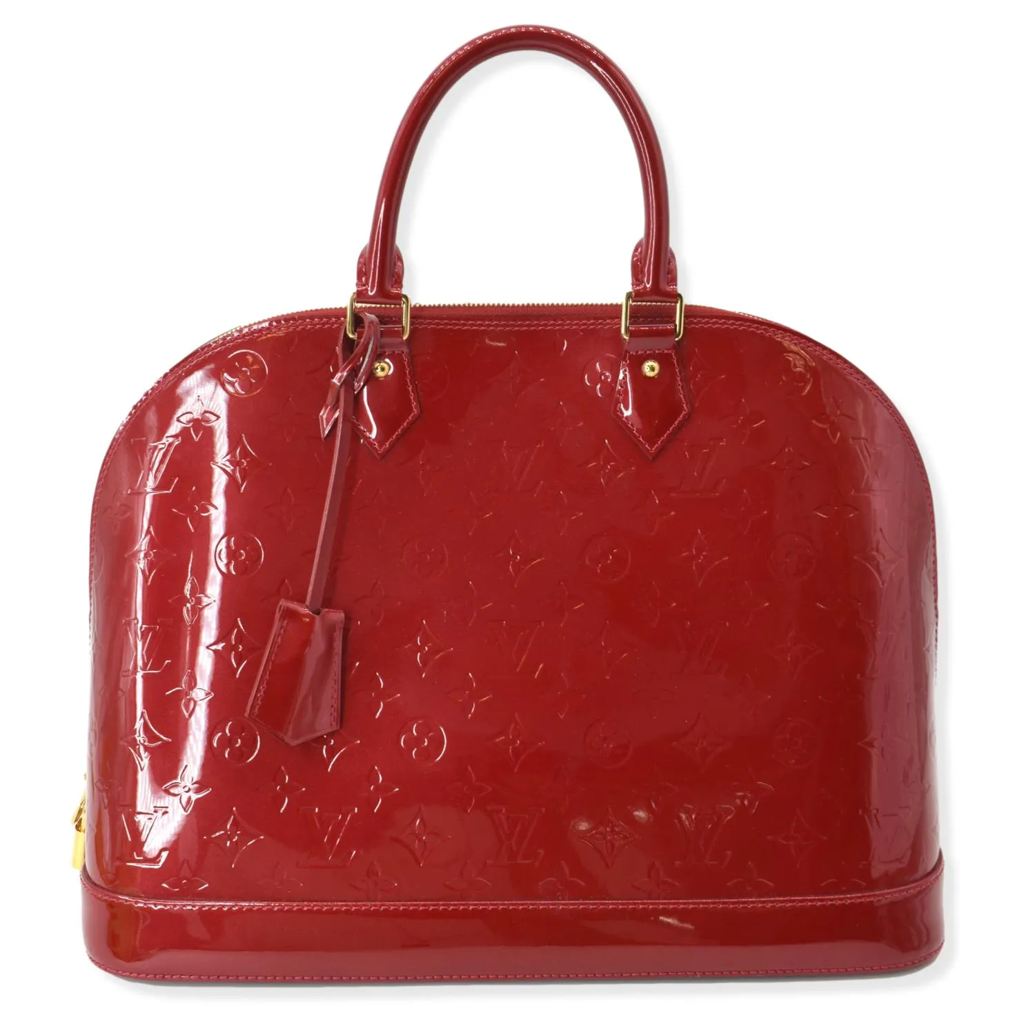 LOUIS VUITTON Alma GM Monogram Vernis Satchel Bag Red