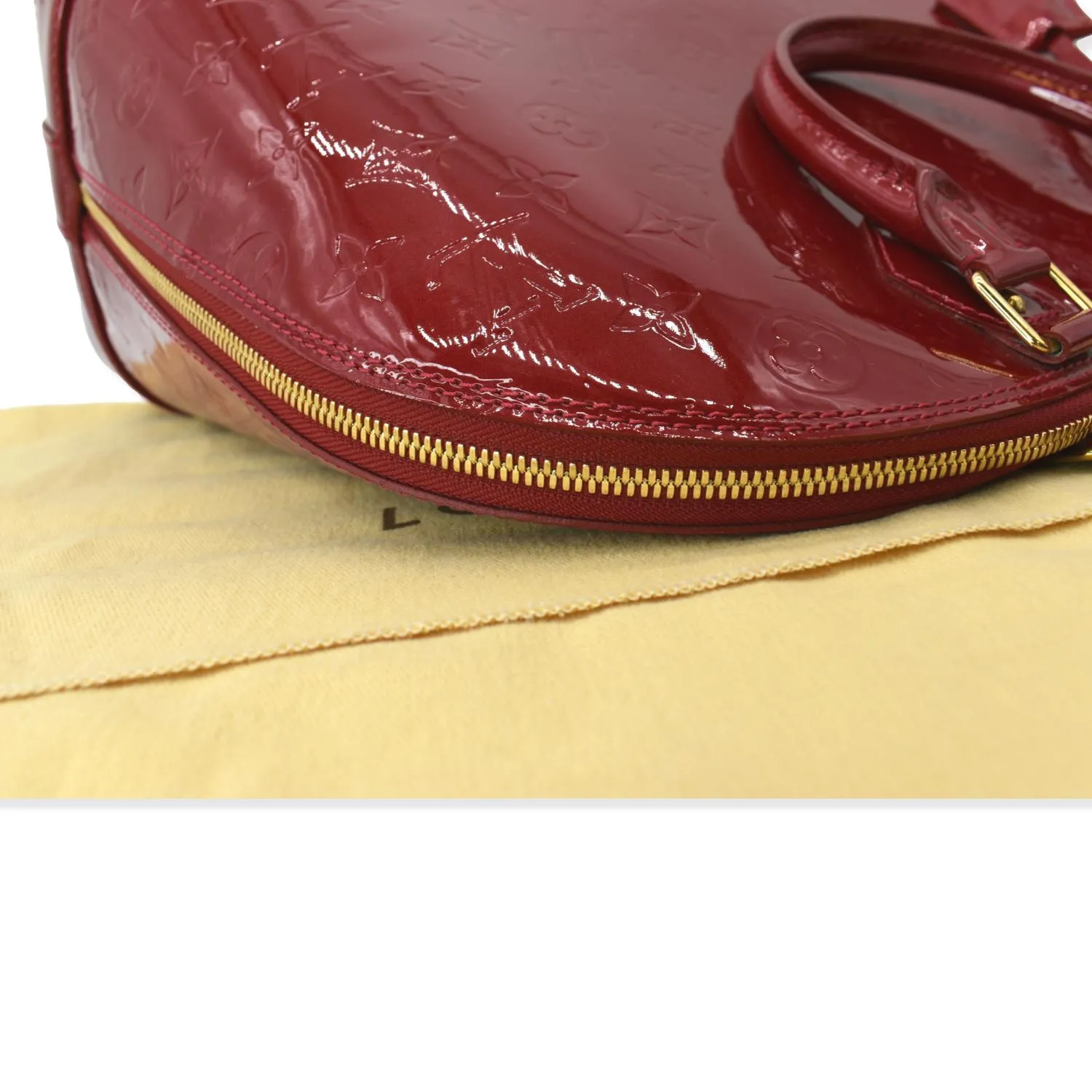 LOUIS VUITTON Alma GM Monogram Vernis Satchel Bag Red