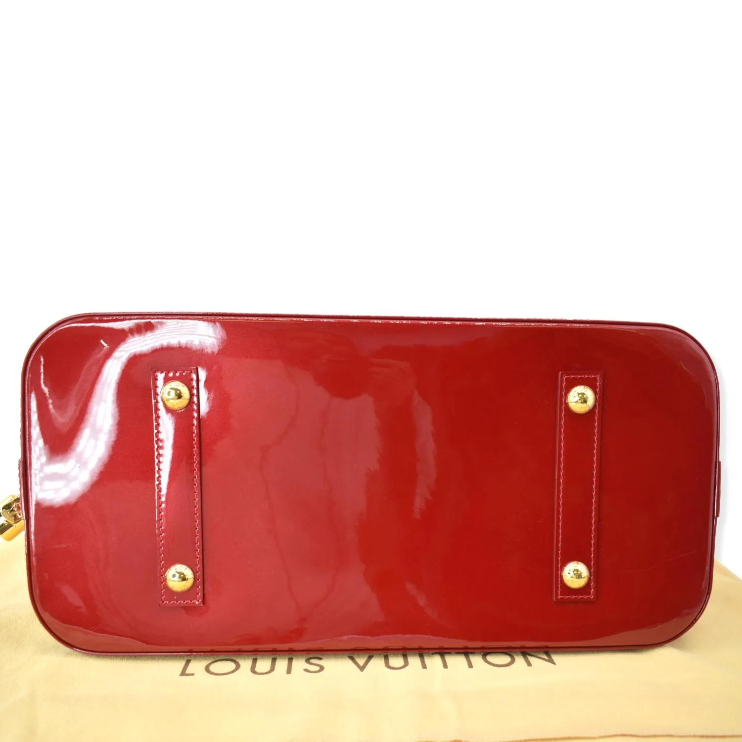 LOUIS VUITTON Alma GM Monogram Vernis Satchel Bag Red
