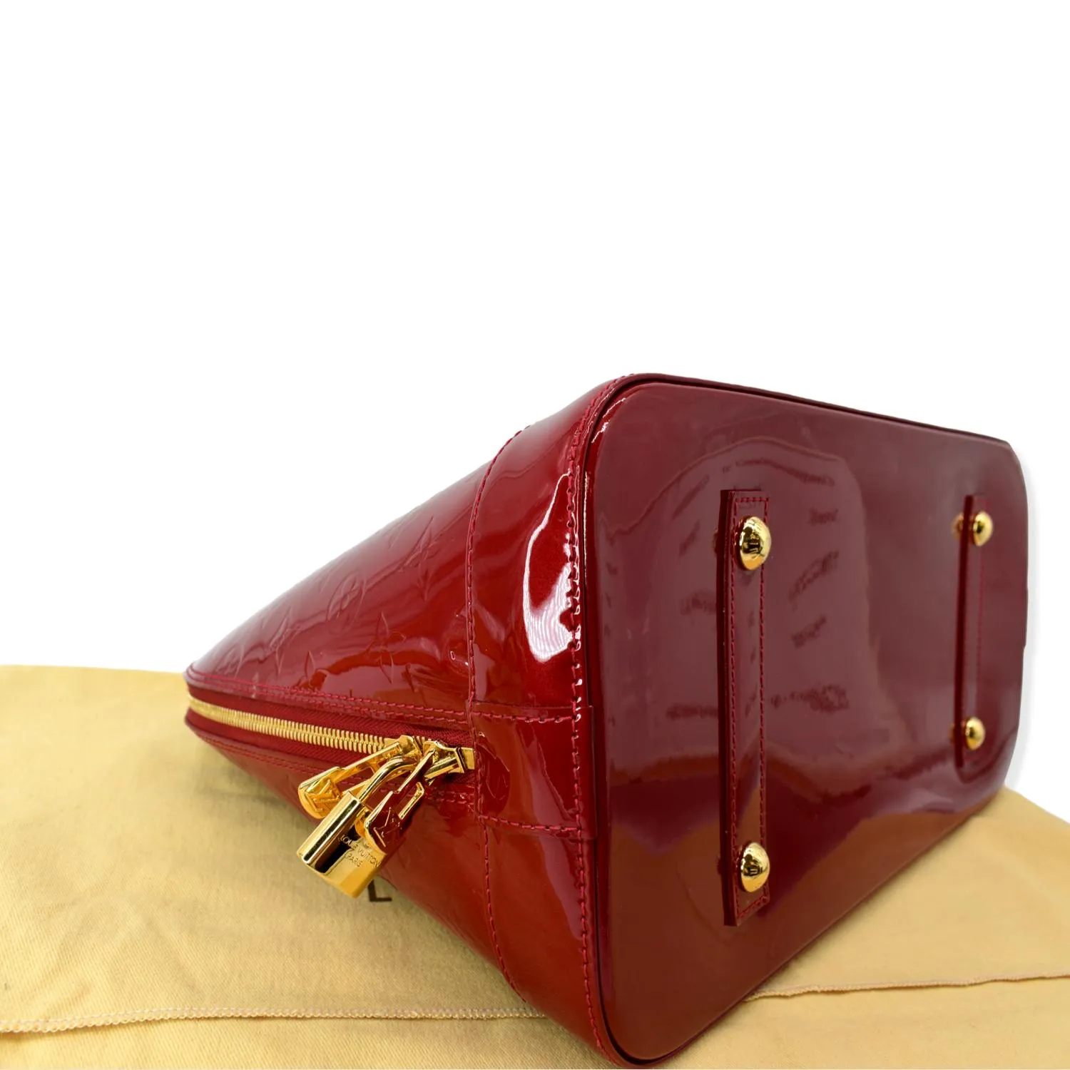 LOUIS VUITTON Alma GM Monogram Vernis Satchel Bag Red