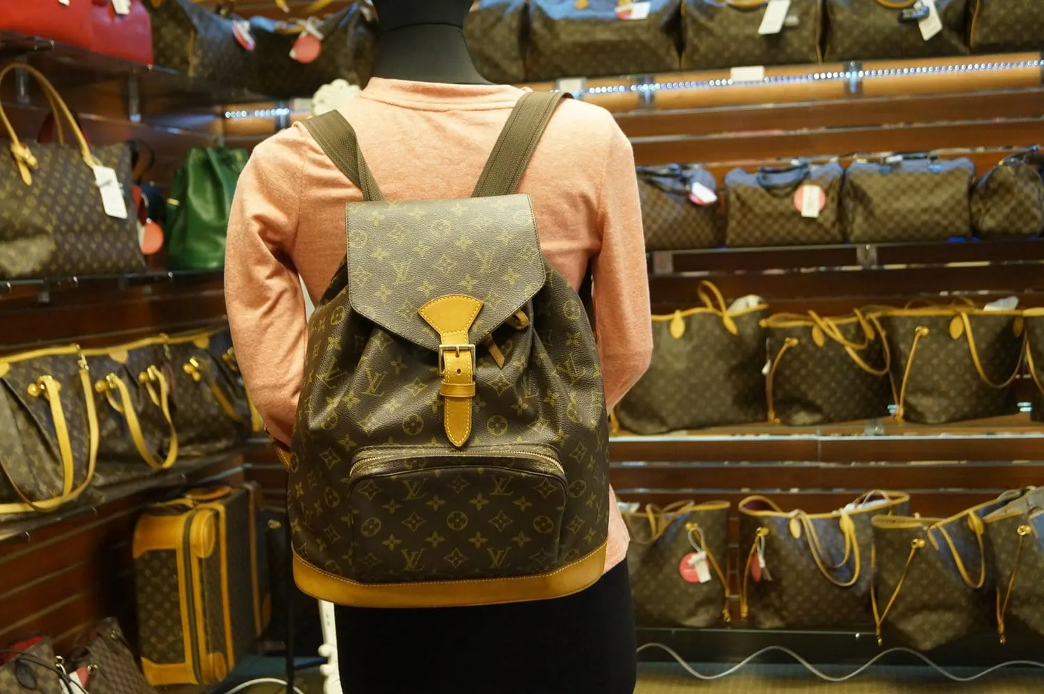 LOUIS VUITTON Backpack Bag Monogram Brown Montsouris GM