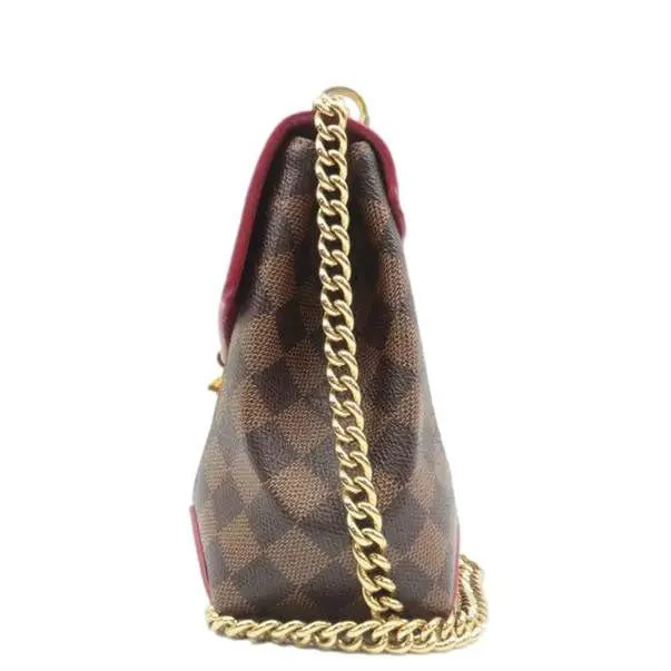 LOUIS VUITTON Caissa Chain Damier Ebene Clutch Shoulder Bag Brown