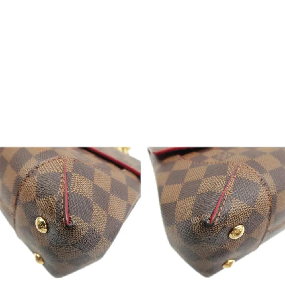 LOUIS VUITTON Caissa Chain Damier Ebene Clutch Shoulder Bag Brown