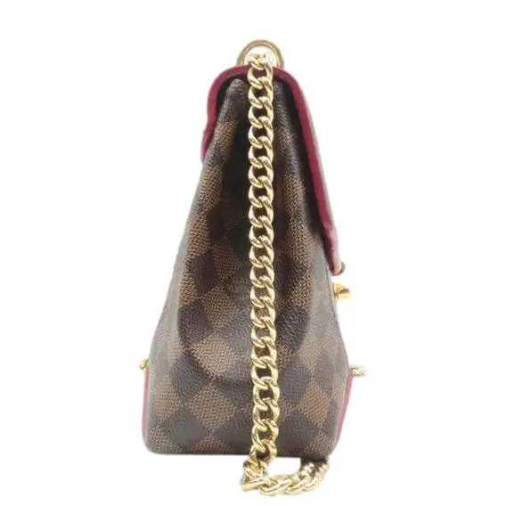 LOUIS VUITTON Caissa Chain Damier Ebene Clutch Shoulder Bag Brown