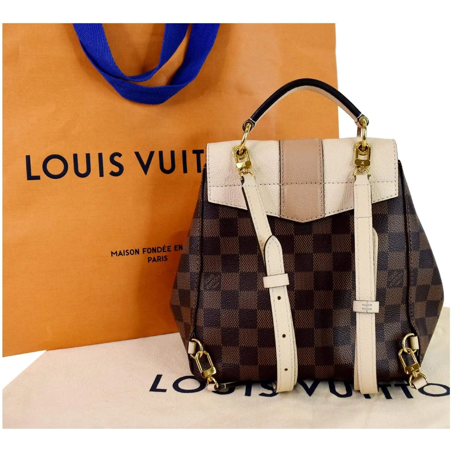 LOUIS VUITTON Clapton Damier Ebene Backpack Bag Brown