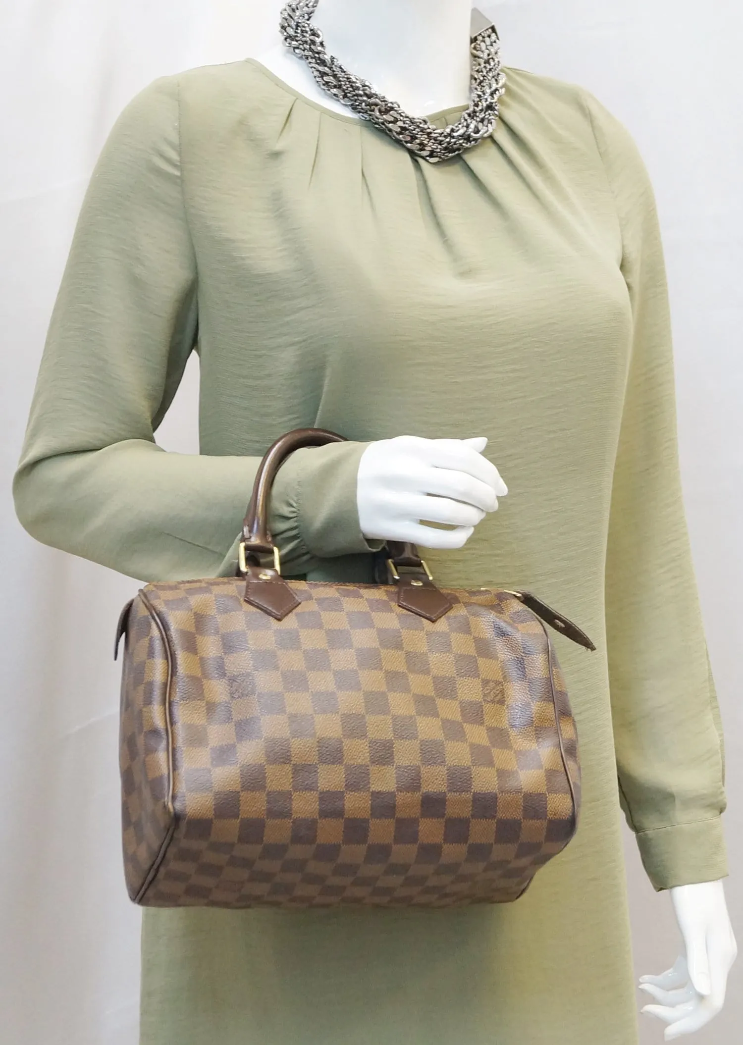 LOUIS VUITTON Damier Ebene Speedy 25 Satchel Bag