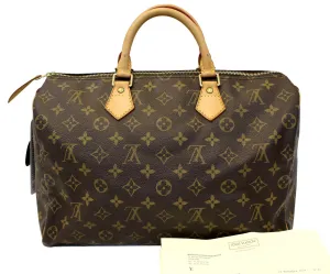 LOUIS VUITTON Monogram Canvas Speedy 35 Satchel Bag