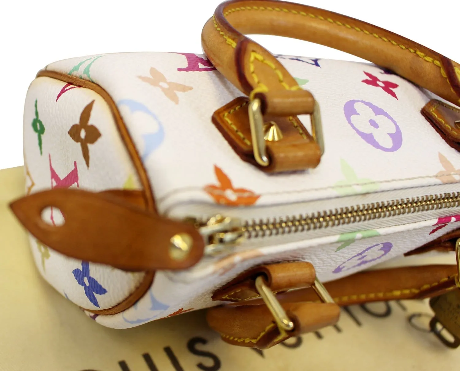 LOUIS VUITTON Monogram Multicolor Mini Speedy White Satchel Bag