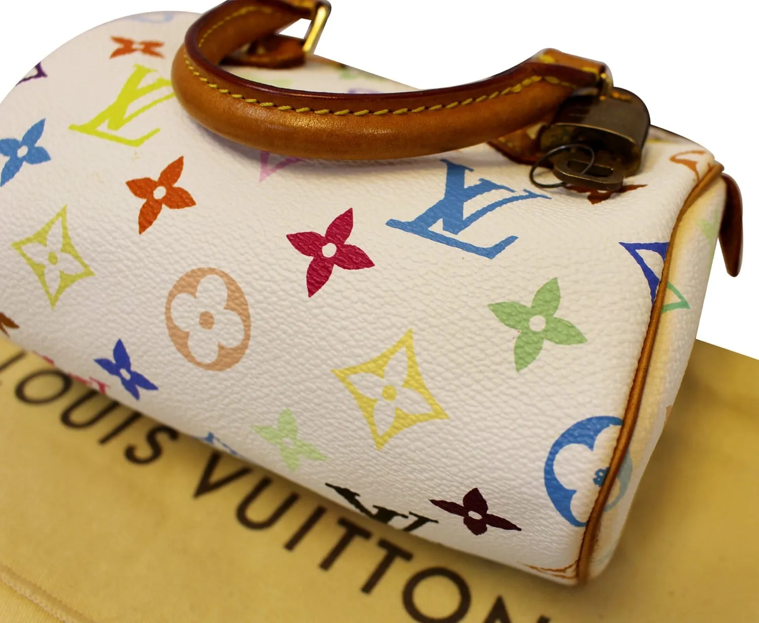 LOUIS VUITTON Monogram Multicolor Mini Speedy White Satchel Bag