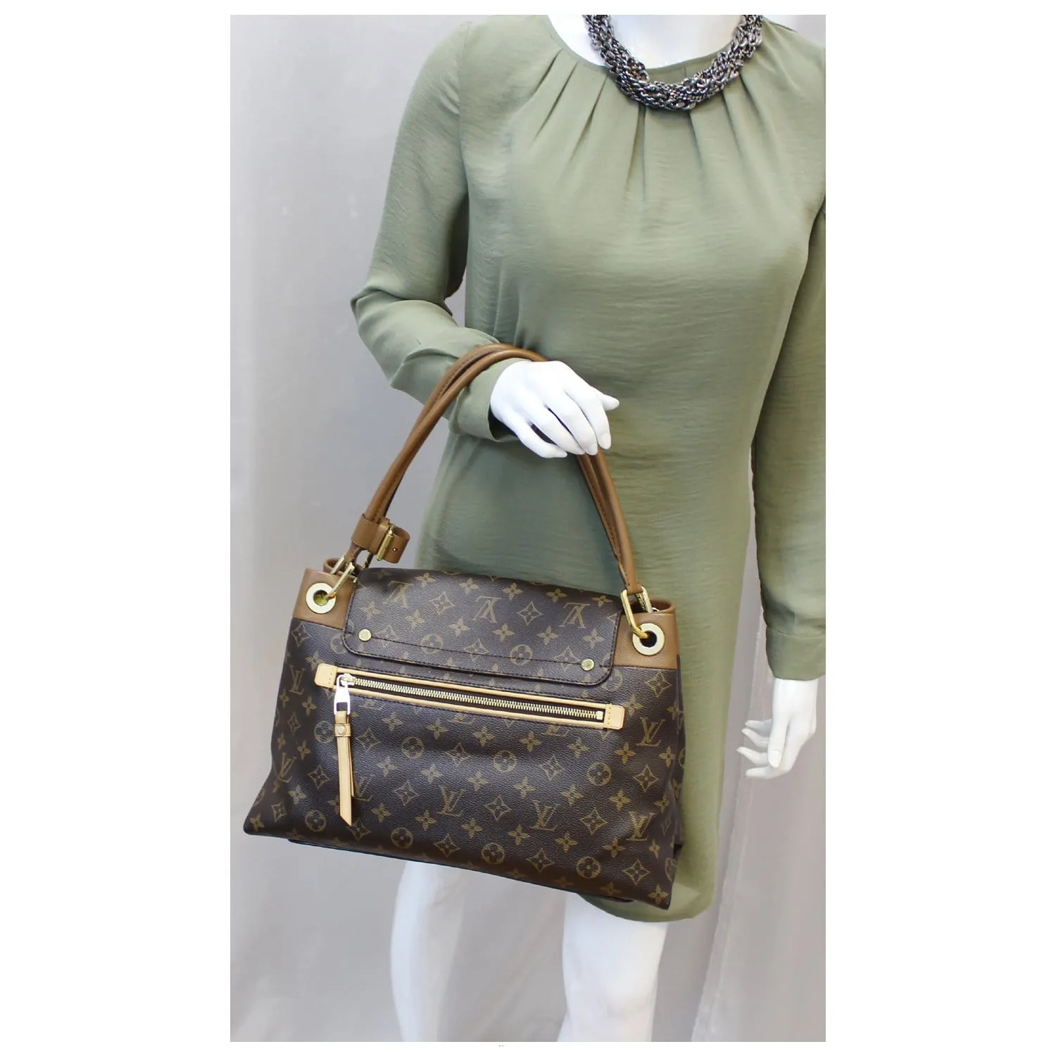 LOUIS VUITTON Olympe Camel Monogram Canvas Satchel Shoulder Bag