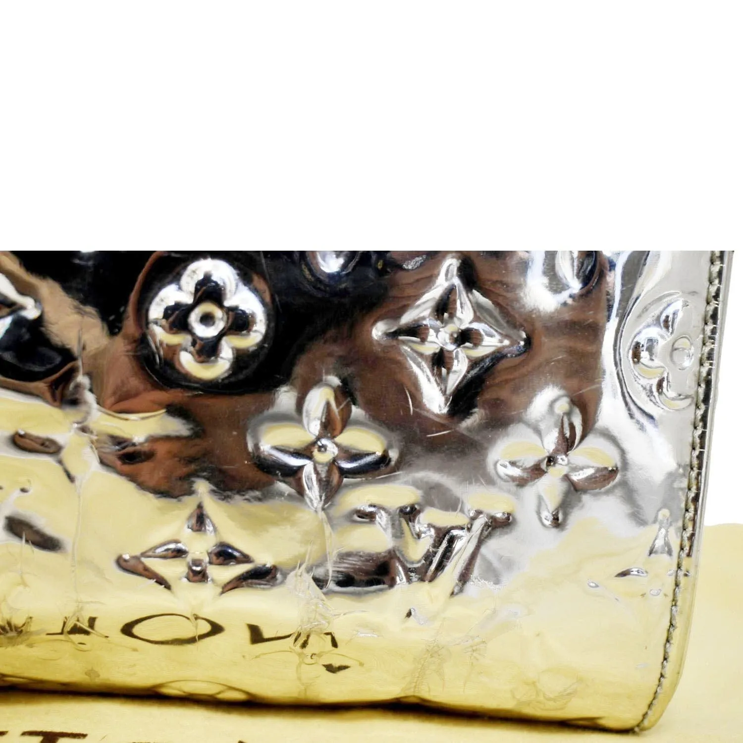 LOUIS VUITTON Speedy 30 Miroir Monogram Patent Leather Satchel Bag Metallic Silver