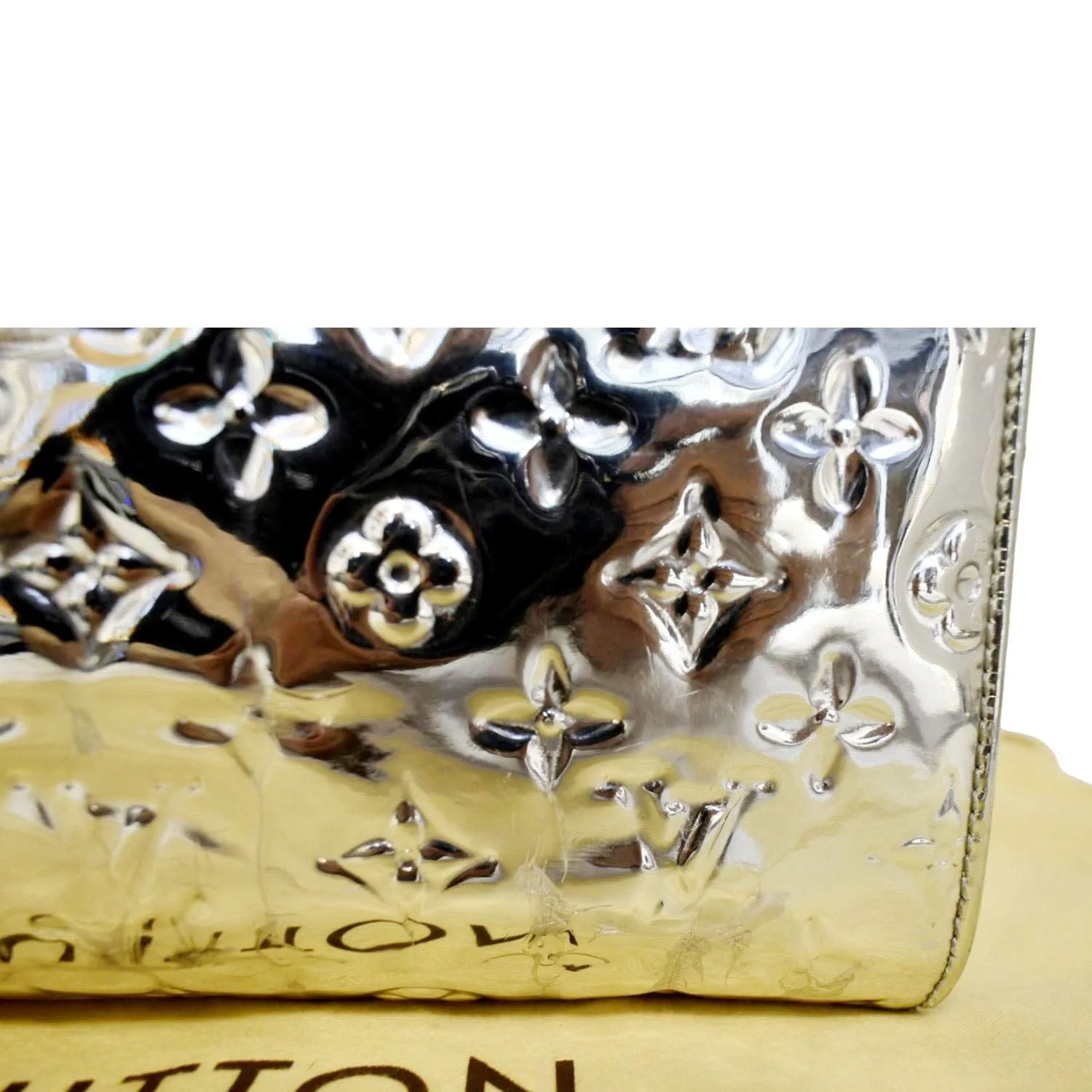 LOUIS VUITTON Speedy 30 Miroir Monogram Patent Leather Satchel Bag Metallic Silver