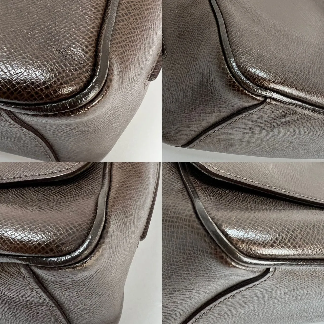 LOUIS VUITTON Taiga Roman MM Messenger Grizzli Leather Bag Men's