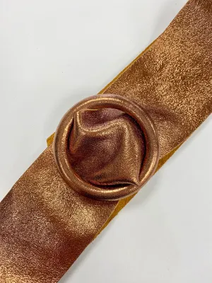 Luella Metallic Leather Ring Belt in Bronze