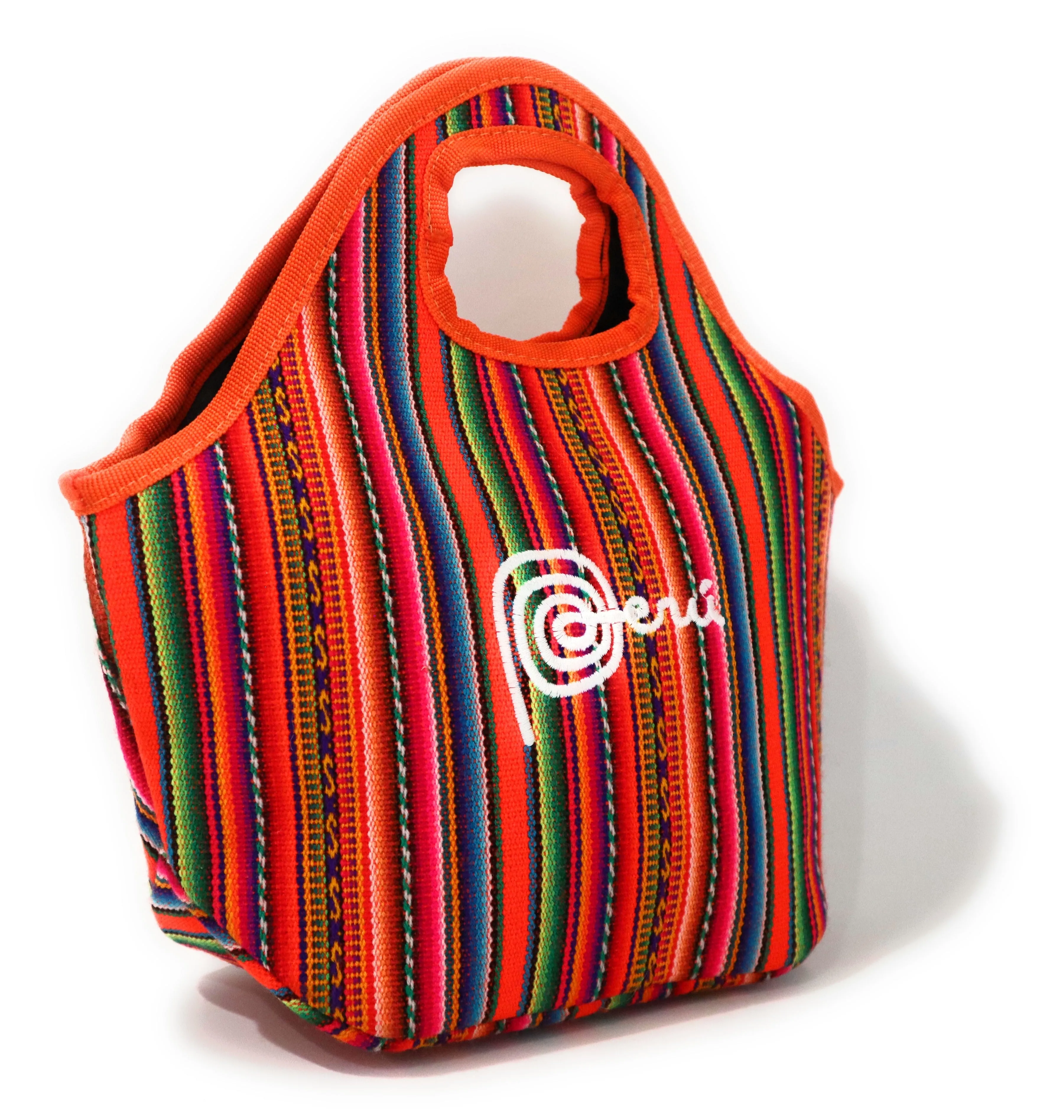 Lunch Box, Handbag, Multicolor, Zippered Peruvian Textile Design 11" Tall