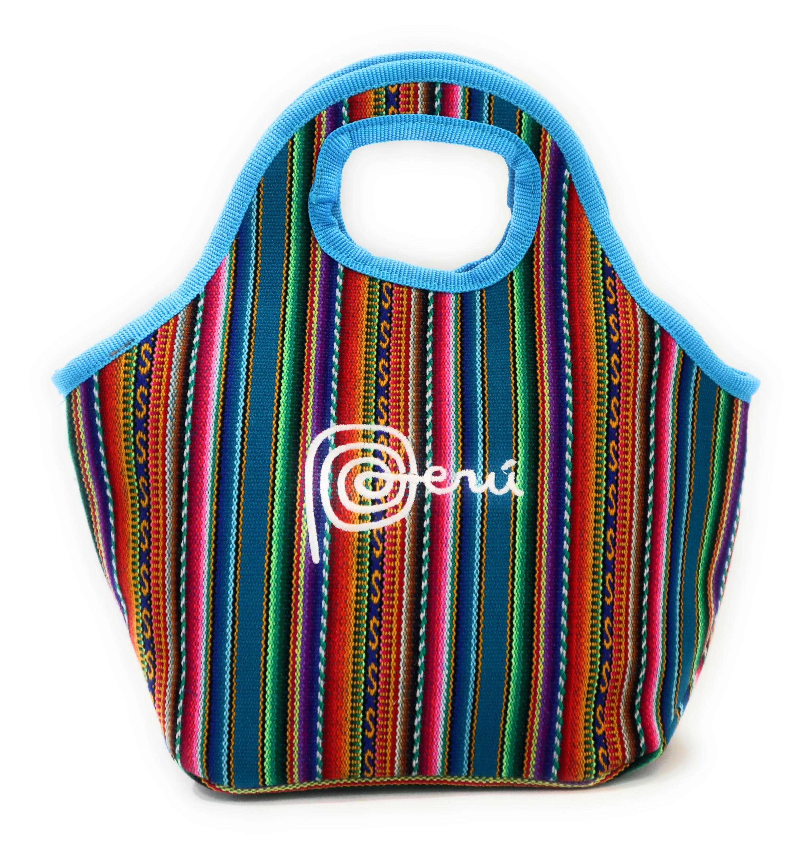 Lunch Box, Handbag, Multicolor, Zippered Peruvian Textile Design 11" Tall
