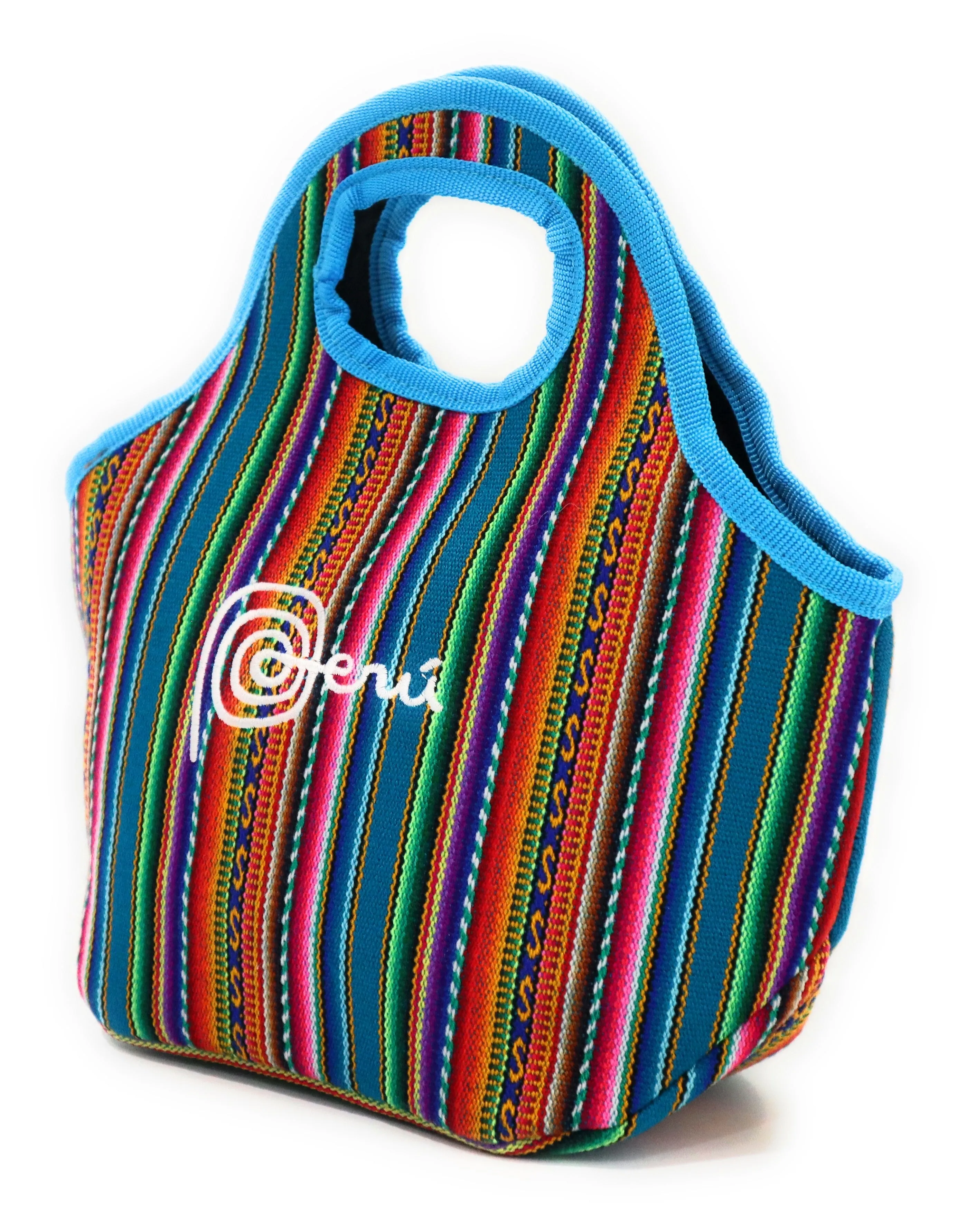 Lunch Box, Handbag, Multicolor, Zippered Peruvian Textile Design 11" Tall