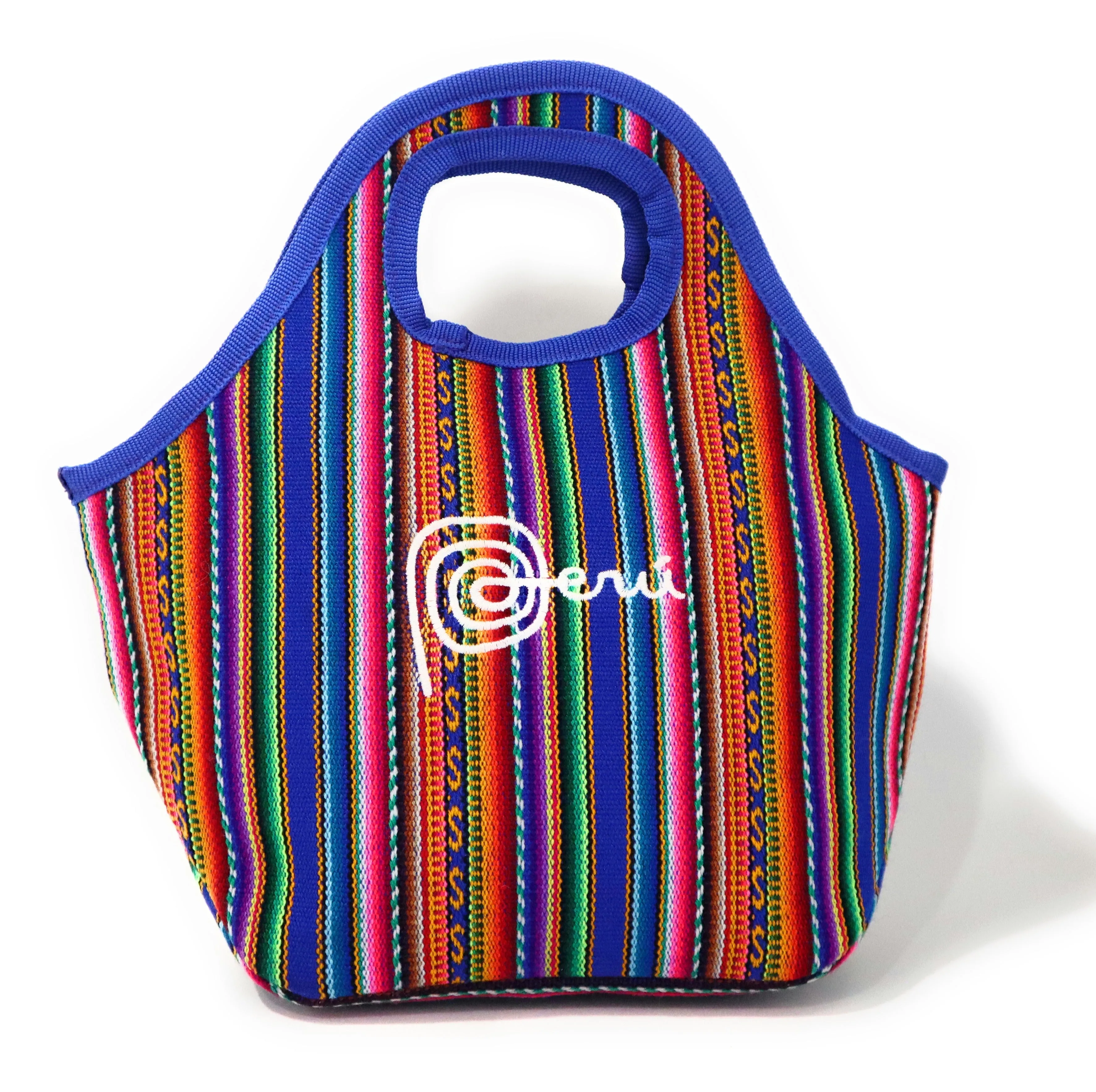 Lunch Box, Handbag, Multicolor, Zippered Peruvian Textile Design 11" Tall