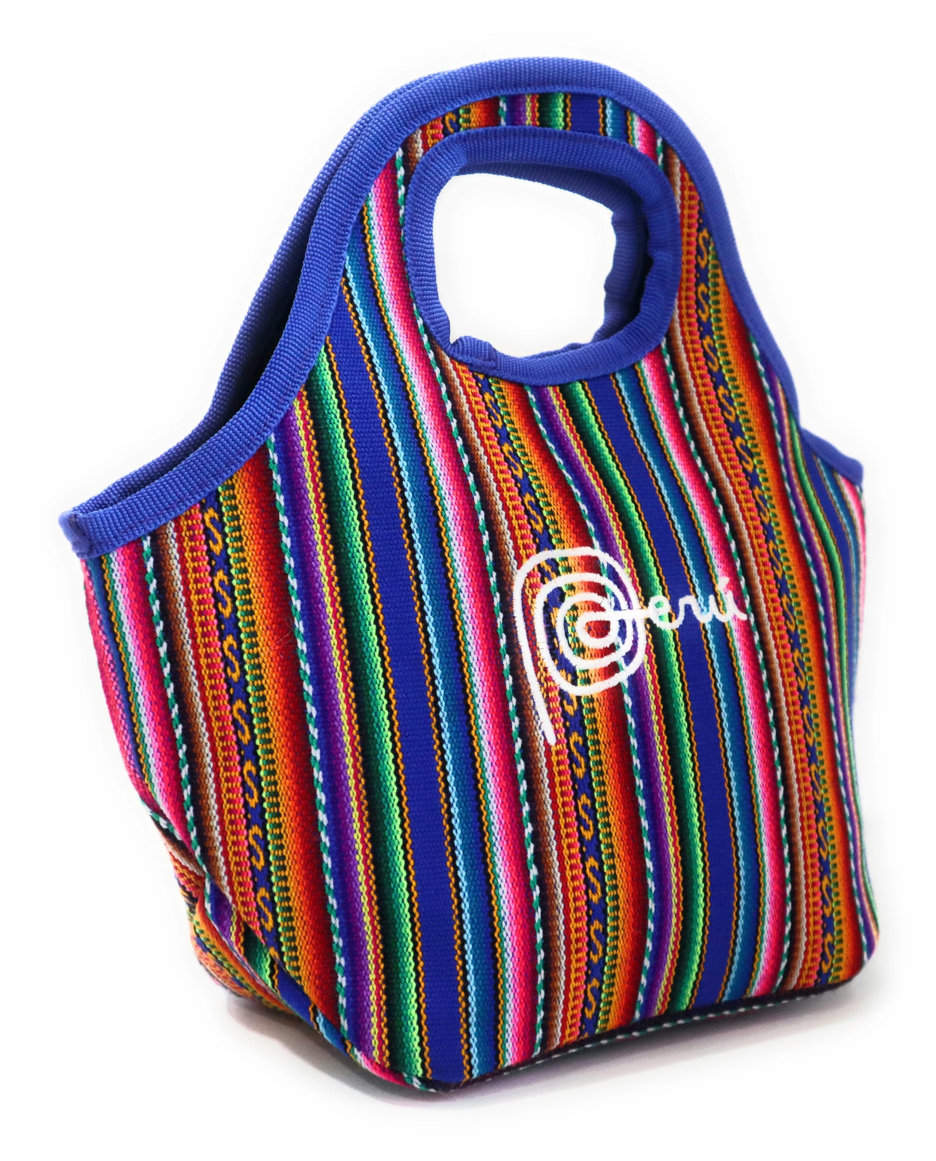Lunch Box, Handbag, Multicolor, Zippered Peruvian Textile Design 11" Tall