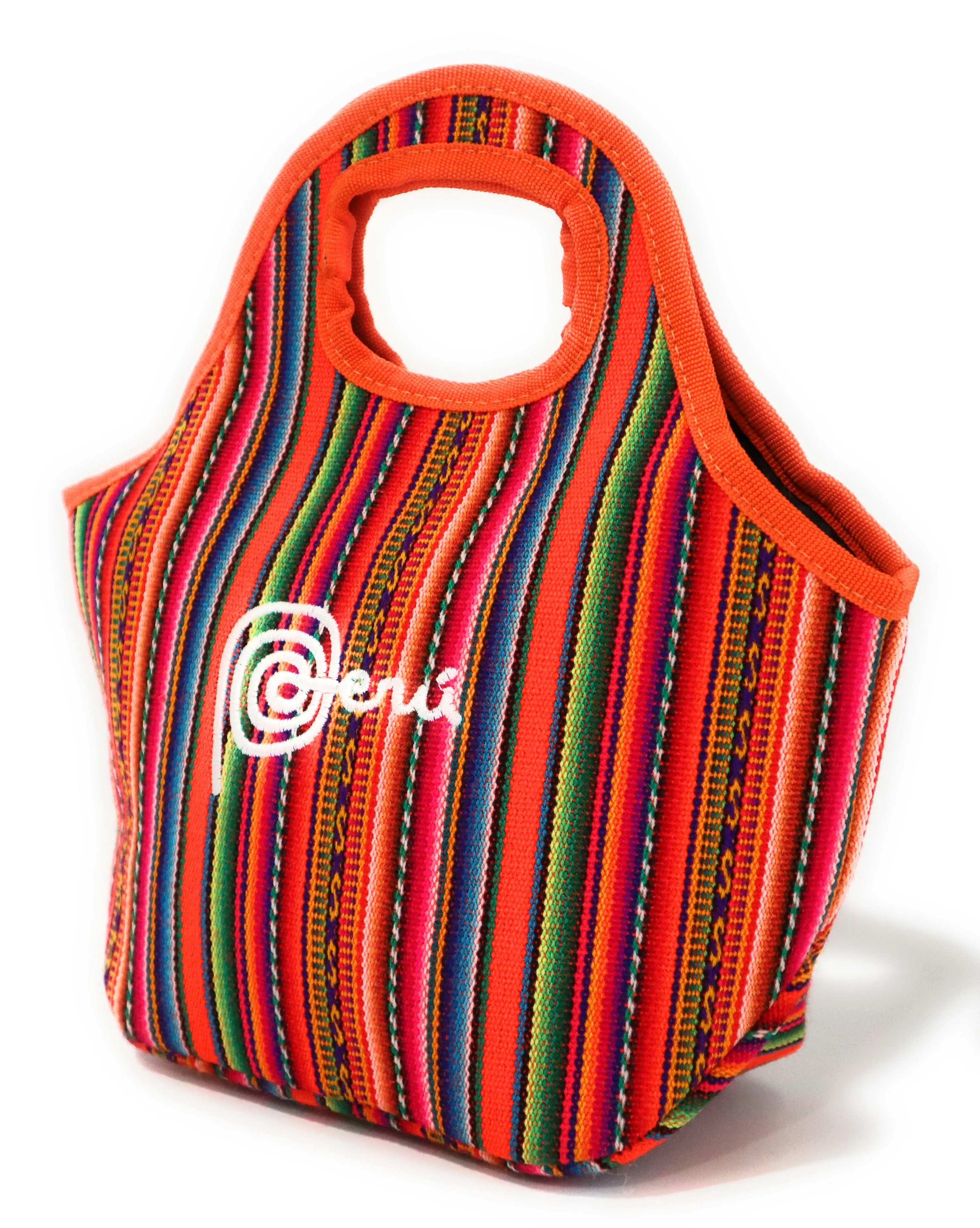 Lunch Box, Handbag, Multicolor, Zippered Peruvian Textile Design 11" Tall