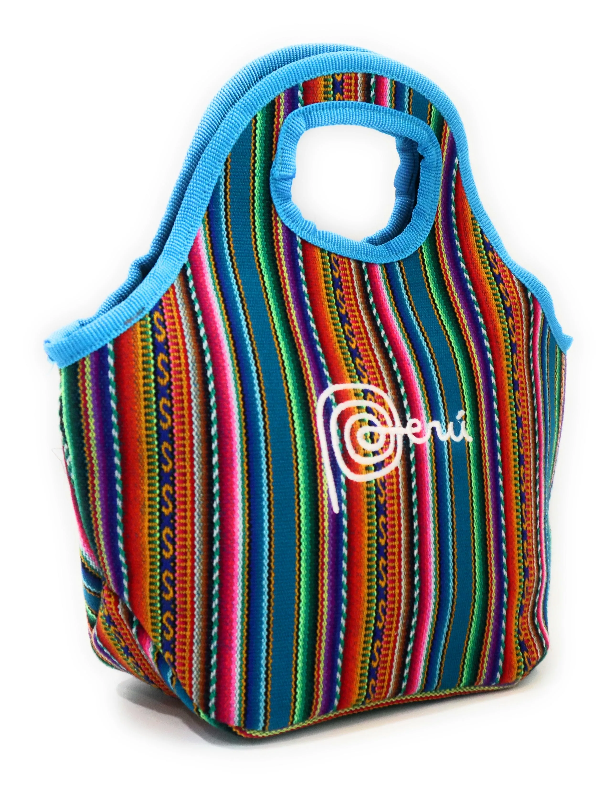 Lunch Box, Handbag, Multicolor, Zippered Peruvian Textile Design 11" Tall