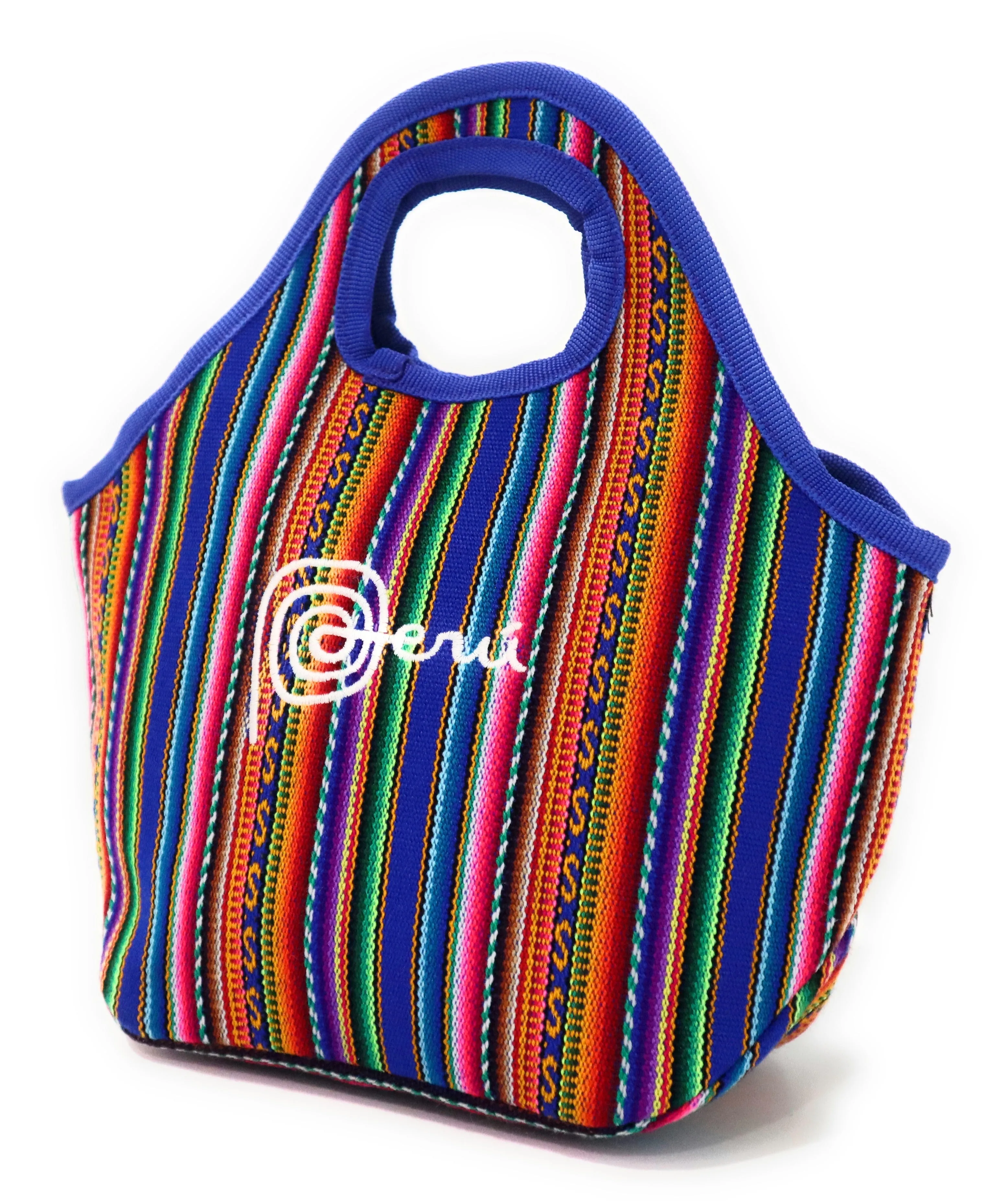 Lunch Box, Handbag, Multicolor, Zippered Peruvian Textile Design 11" Tall