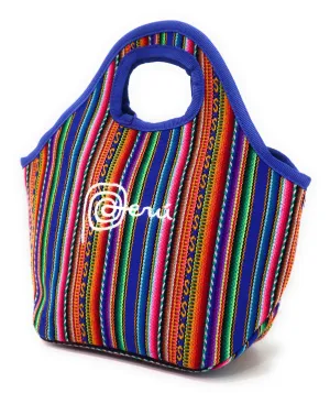Lunch Box, Handbag, Multicolor, Zippered Peruvian Textile Design 11" Tall