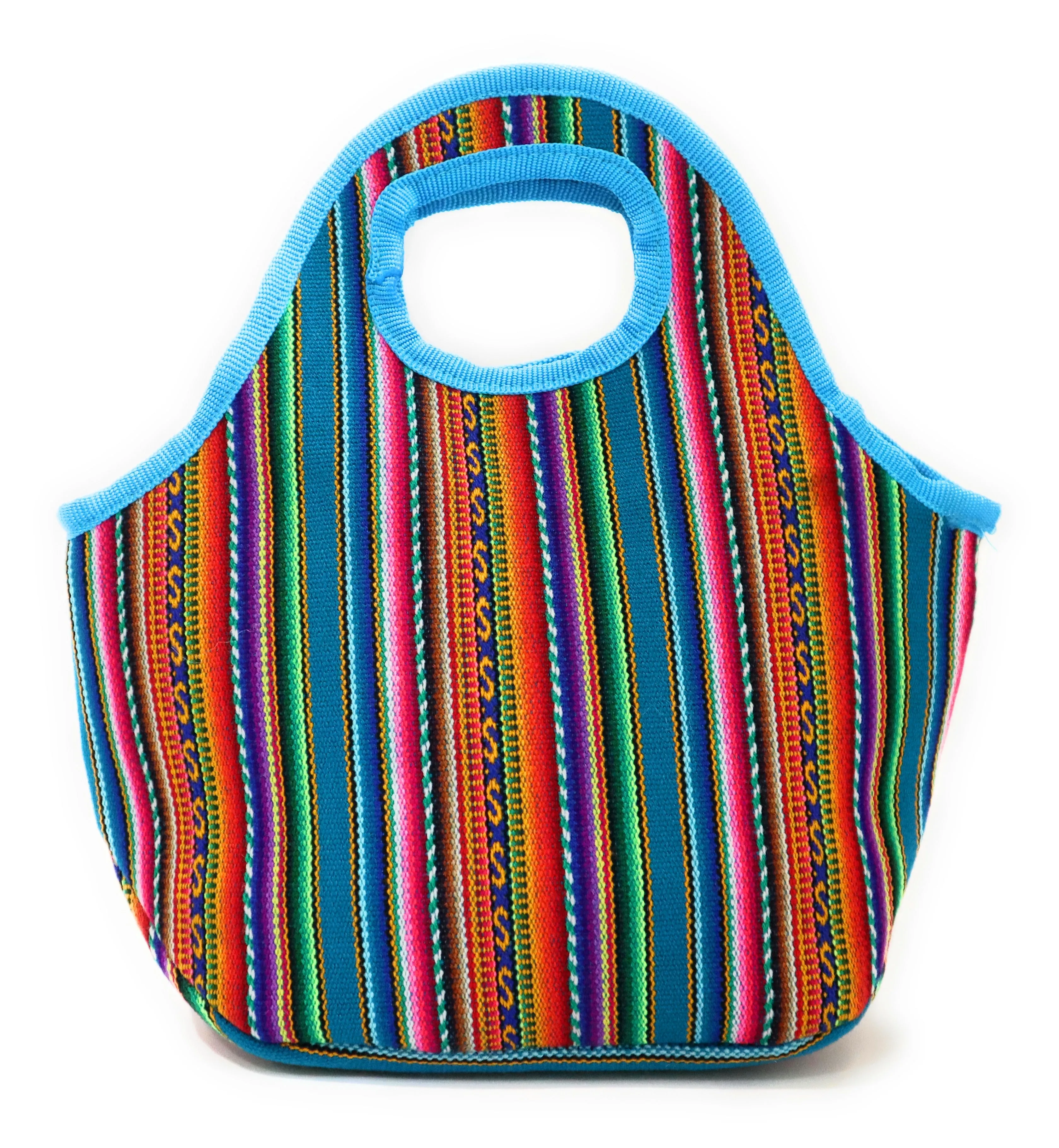 Lunch Box, Handbag, Multicolor, Zippered Peruvian Textile Design 11" Tall