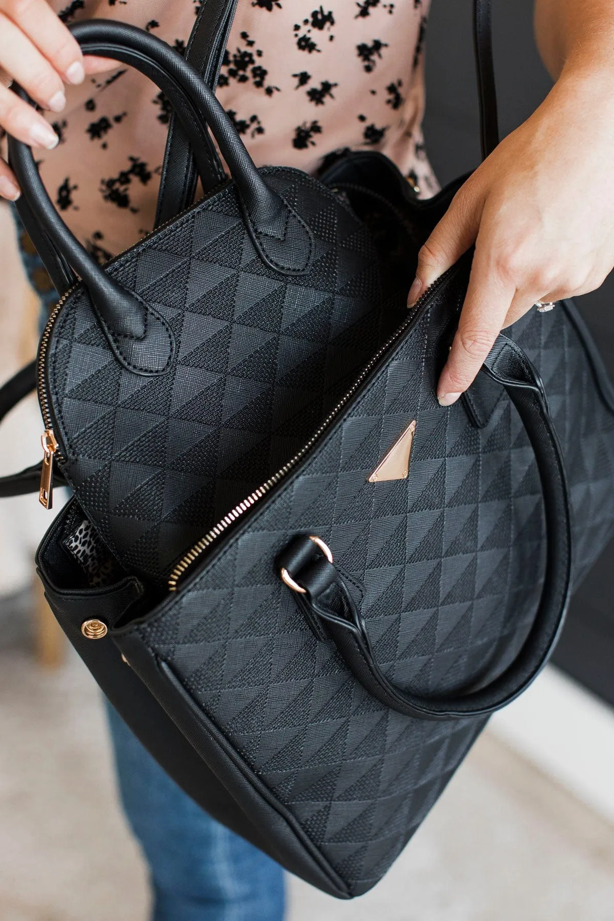 Luxurious Trends Satchel Bag Set- Black