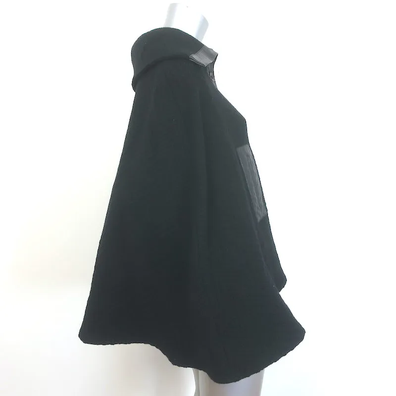 Mackage Tweed Cape Jacket Black Leather-Trim Wool-Blend Size Medium