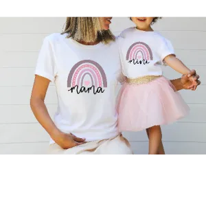 MAMA & MINI RAINBOW WHITE  T-SHIRT