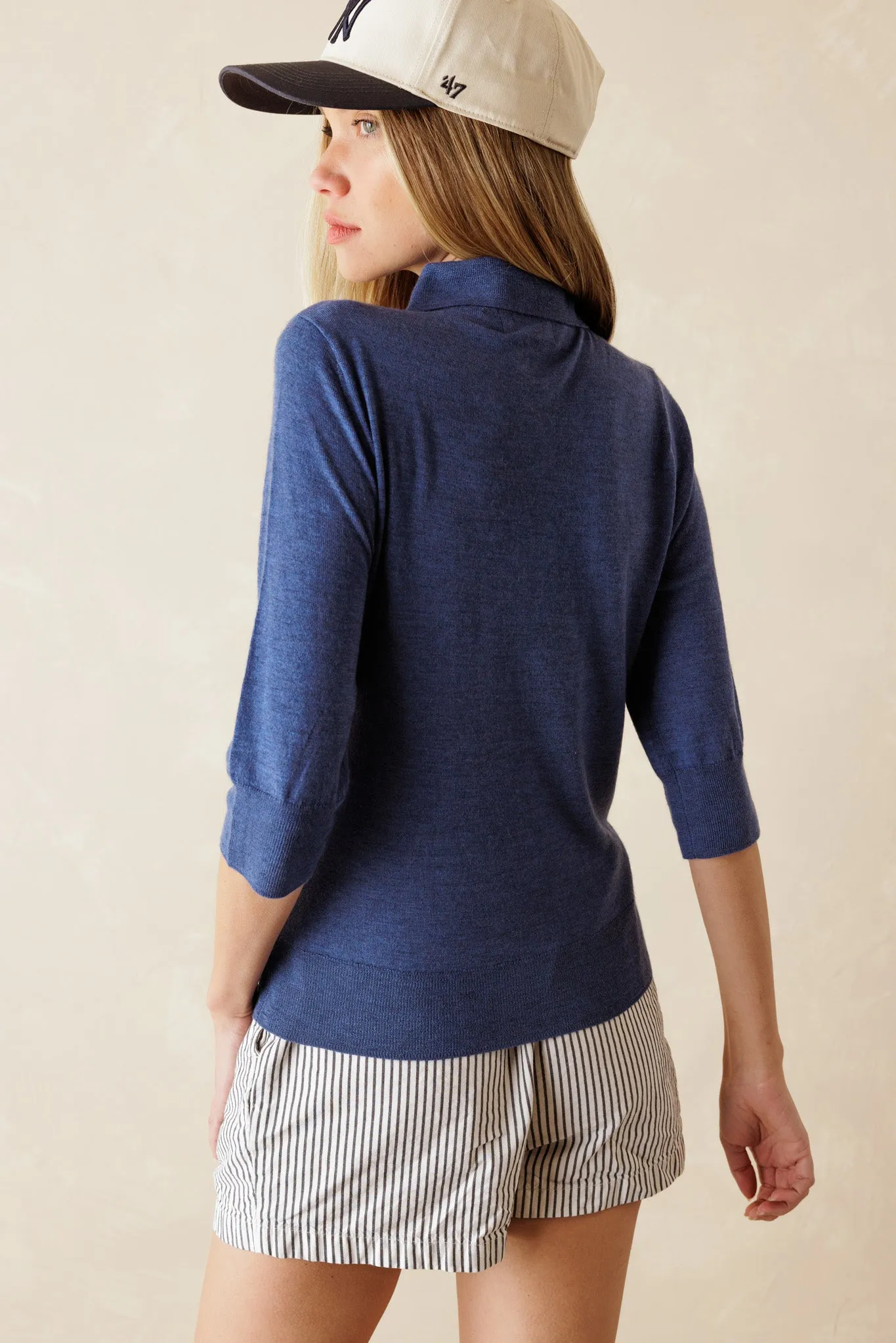 Marlowe Elbow Sleeve Lightweight Cashmere Polo