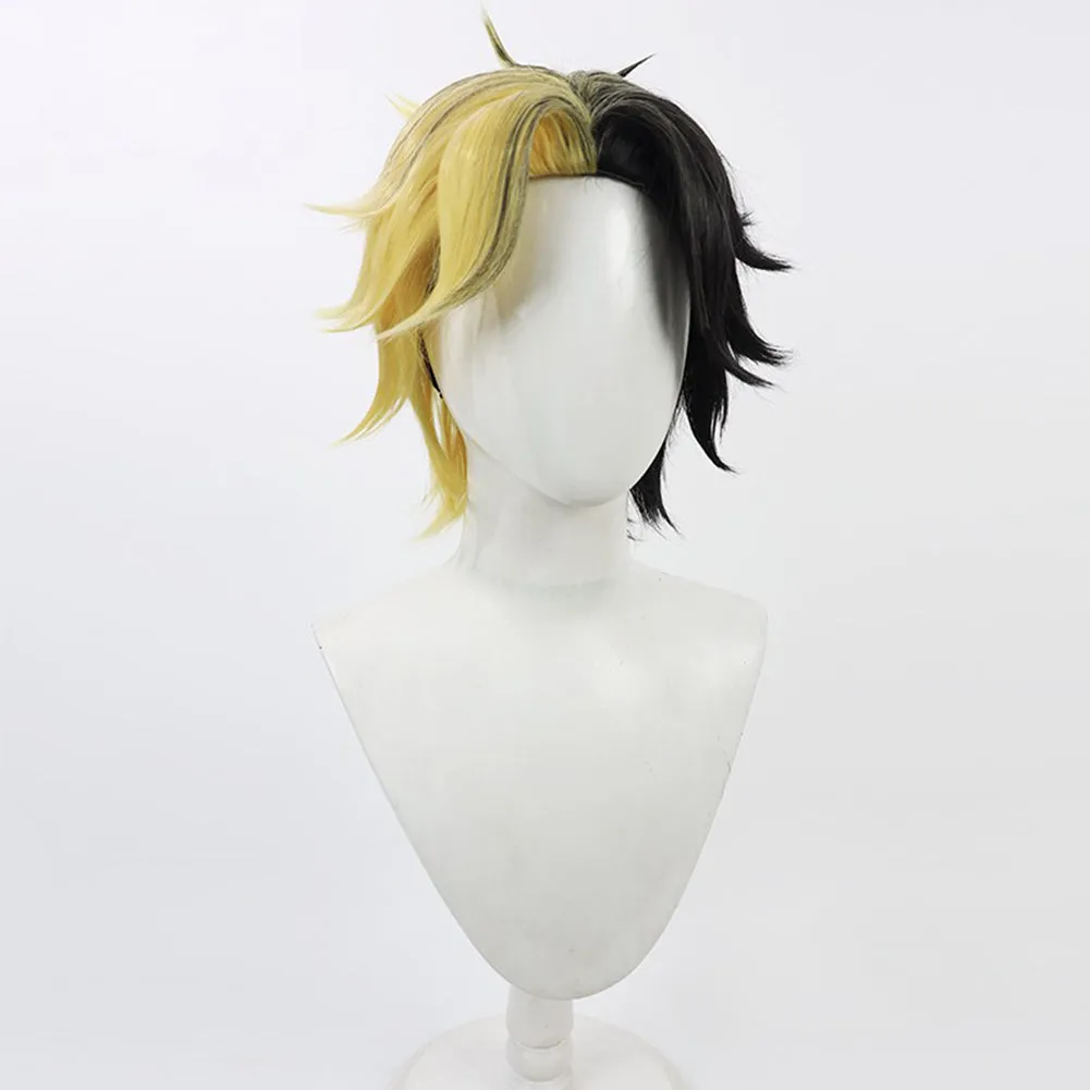 Mashle: Magic and Muscles Ames Rayne Cosplay Black Yellow Wig Heat Resistant Synthetic Hair