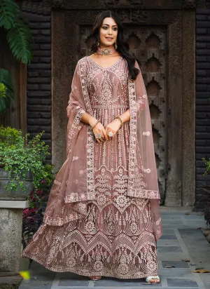 Mauve Heavy Embroidered Designer Anarkali Suit